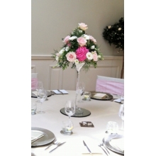Sweet Avalanche rose, hydrangea, germini and lisianthus with coordinating foliage enhanced with diamanté.