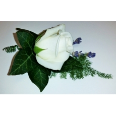 The Bridal Party Buttonholes - Akito rose, lavender and asparagus fern.