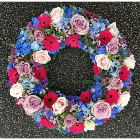 Blue, Pink and Mauve Wreath